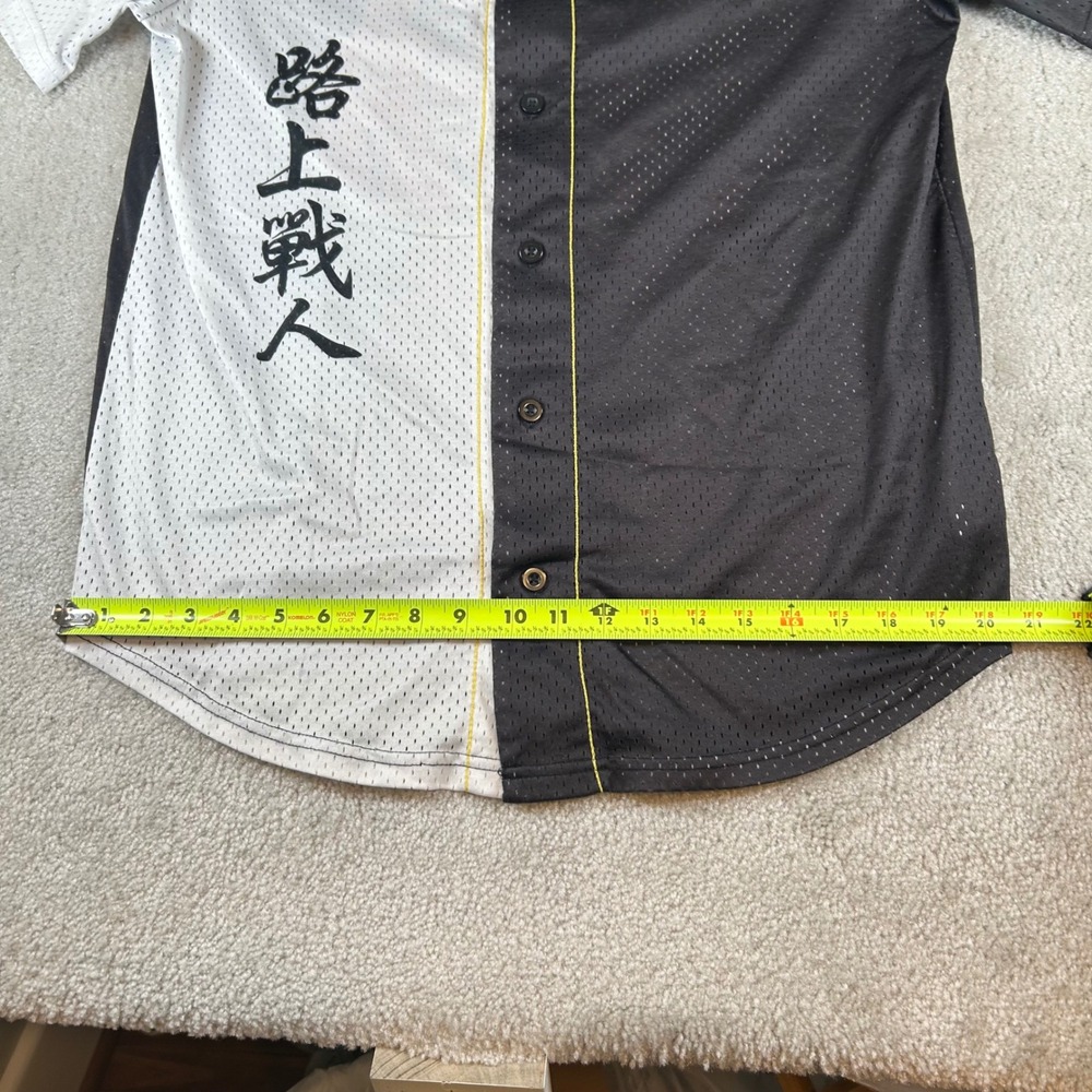 Street Fighter II Baseball Jersey Mens Medium Black White Graphic Mesh Button Up - Picture 10 of 13